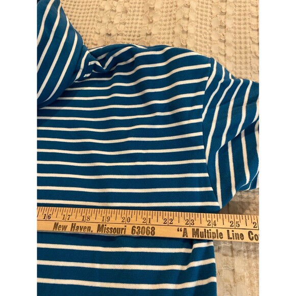Time and Tru Velour Top Size XXL (20) Cowl Neck Turquoise Green White Stripes - Picture 10 of 11